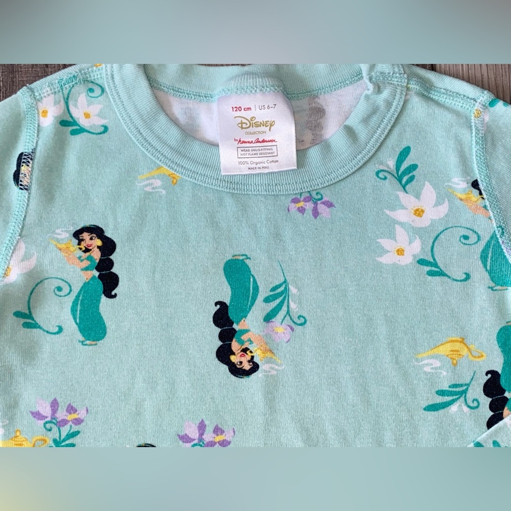 Hannah Andersson Organic Disney Princess Jasmine 2pc Pajamas Set Girl’s Size 6 7 - Picture 3 of 7